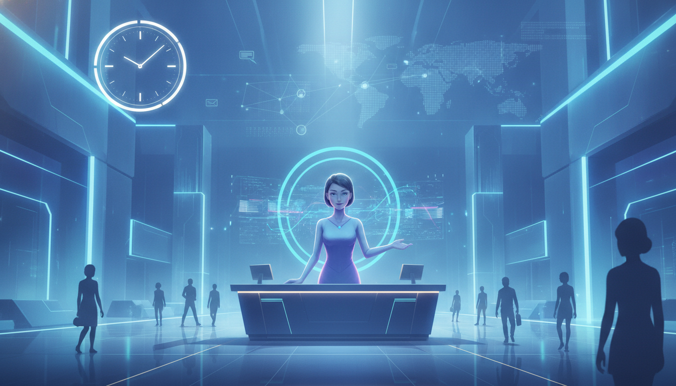 VRChat内のAI案内人は24時間365日の接客が可能です