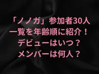 「ノノガ」参加者30人の一覧を年齢順に紹介！デビューはいつでメンバーは何人？