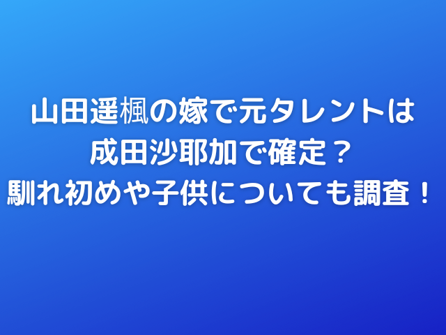 山田遥楓の嫁で元タレントは成田沙耶加で確定？馴れ初めや子供についても調査！
