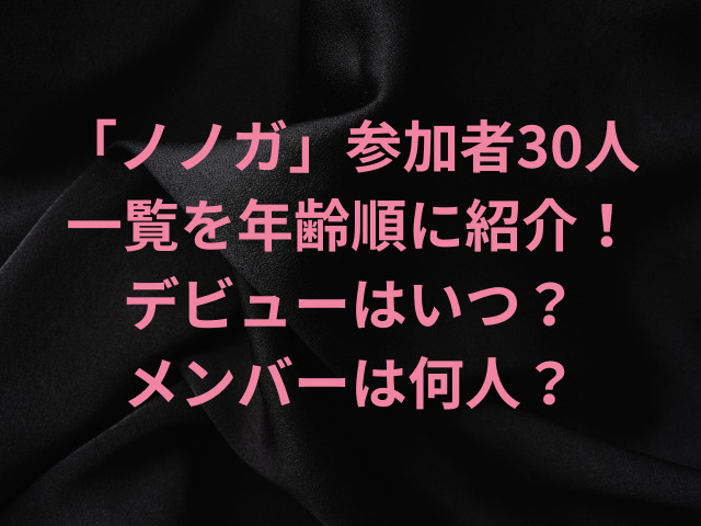 「ノノガ」参加者30人の一覧を年齢順に紹介！デビューはいつでメンバーは何人？